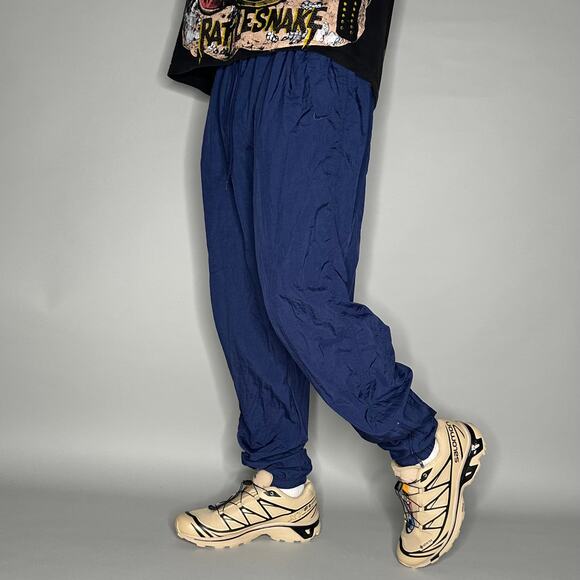 Vintage 90s Nike Track Pants Mens XL Navy Blue Joggers Subtle Swoosh Zippers